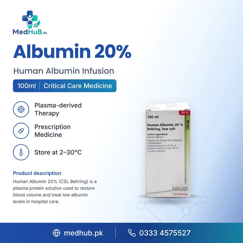 Human Albumin 20% 100ml Infusion (Human Albumin) – MedHub Pakistan
